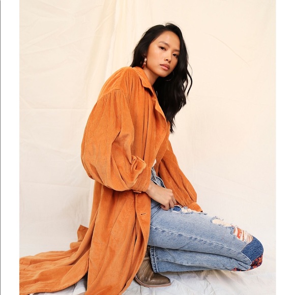 Free People Jenna Cord Trench Coat Cotton XL NWT - Picture 3 of 9